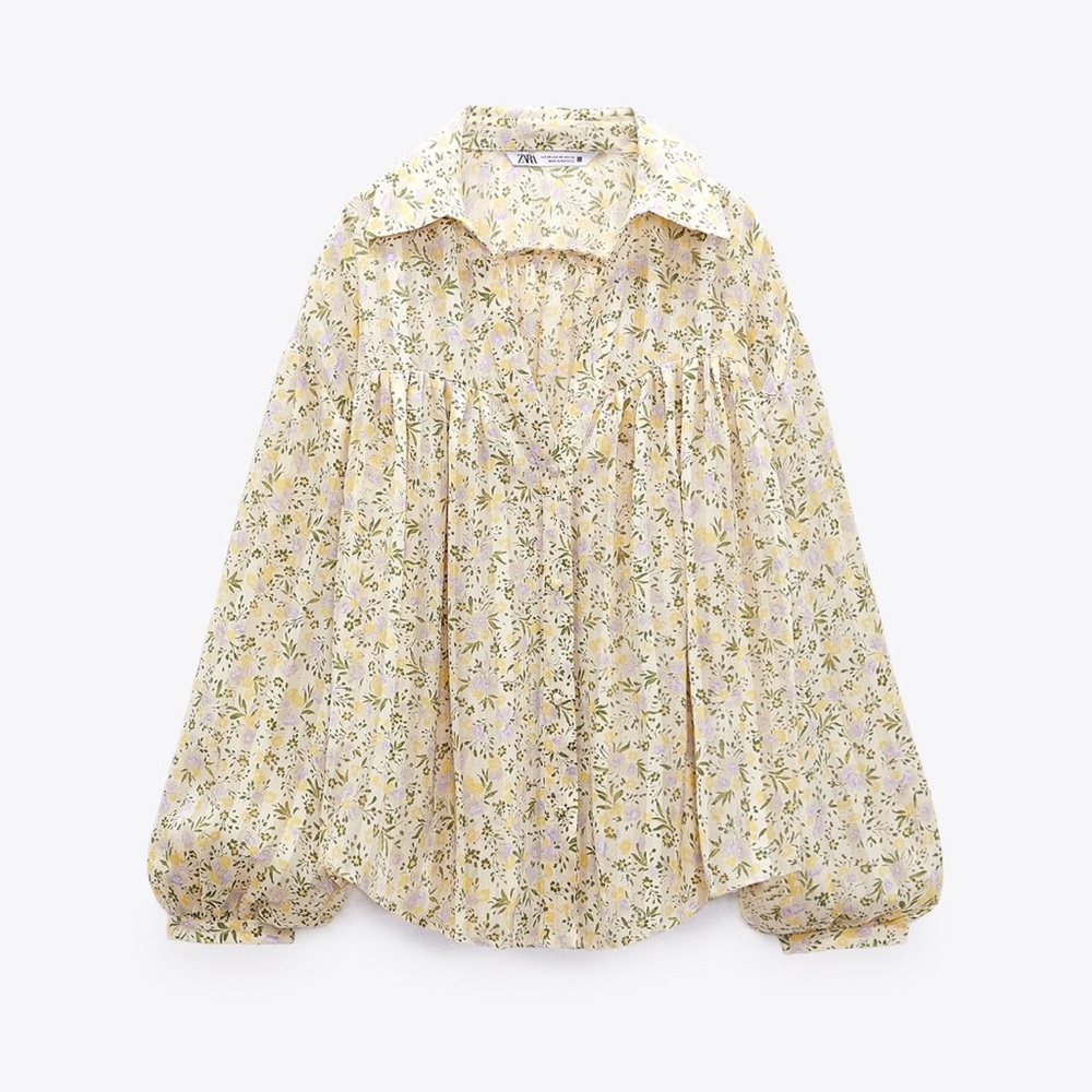 Zara Floral Print Blouse - Size XL | Fresh & Feminine